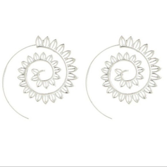 Gold or Silver Spiral Leaf Infinity Earrings - Picture 4 of 5